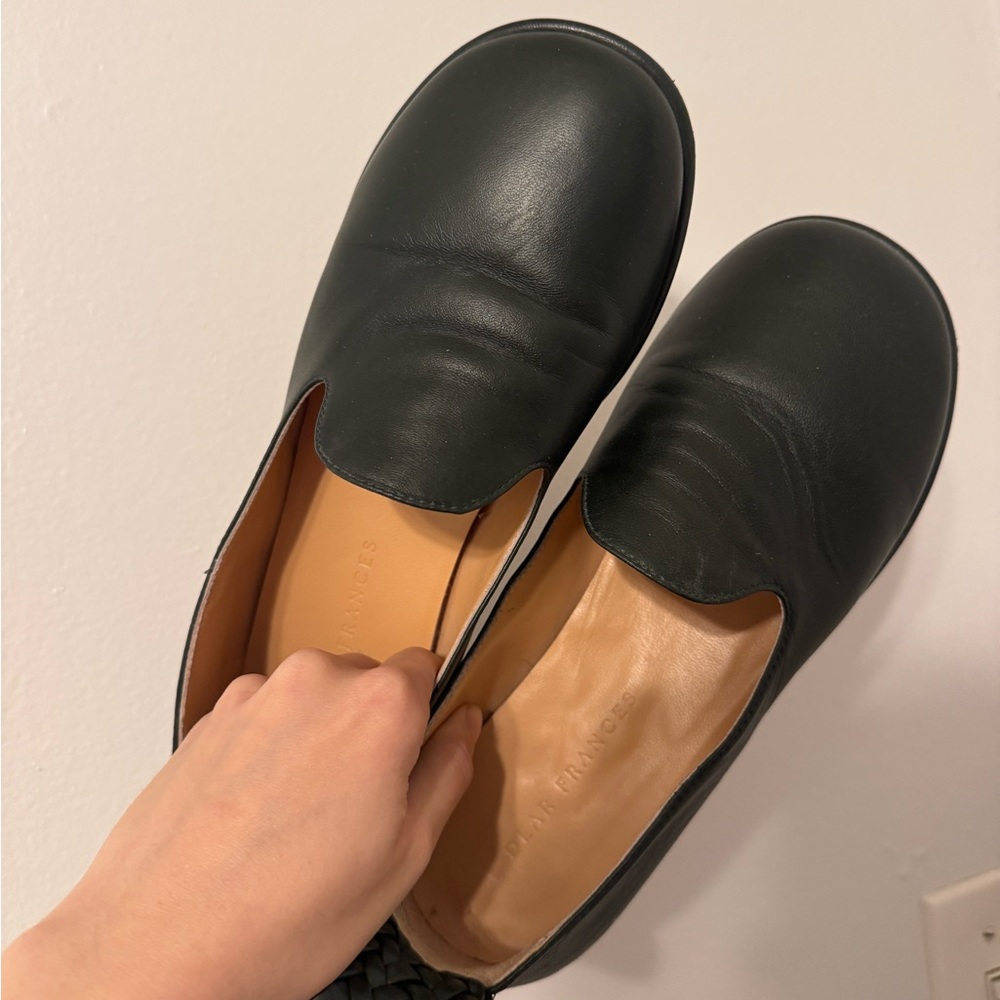 Dear frances dark green leather flats